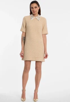 Bouclé Kurzarmkleid mit Kragen Enasa